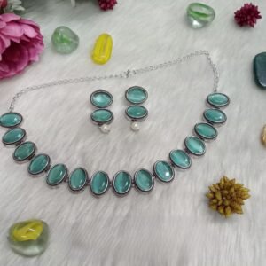 Necklace - Brass Silver Oxidized Monalisa Celebrity Necklace SCAON7