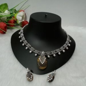 Necklace - Brass Natural Stone Replica Necklace SCAON1