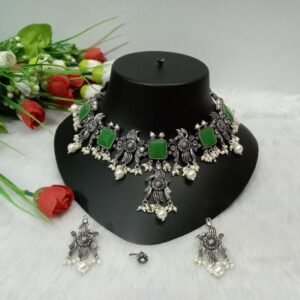 Necklace - Silver Oxidized Handcrafted Monalisa Necklace SCAON31
