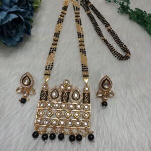 Mangalsutra - Broad Kundan Pendent Gold Plated Brass Mangalsutra SCA10504
