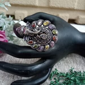 Oxidized Ring – German Silver AD Stone Ganesha Oxidized Ring SCAOR29
