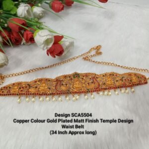 Waist Belt-Copper Color Gold Plated Temple Design Waist Belt SCA5504