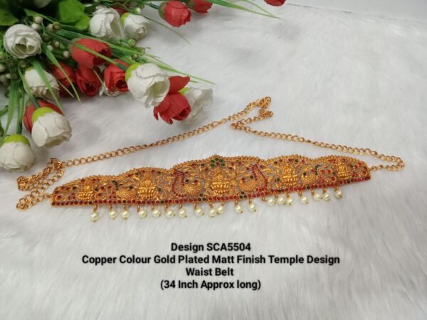 Waist Belt-Copper Color Gold Plated Temple Design Waist Belt SCA5504