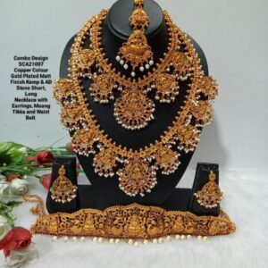 Shivay Creative Arts Premium Quality Copper Color Gold Plated Temple Jewlery Combo (SCA21007)