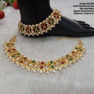 Shivay Creative Arts Gold-Plated Stone & Pearl Payal (SCA5862751)