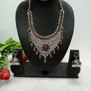 Necklace - Dual Color Brass Oxidized Devi Ma Necklace SCA1099501