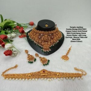 Shivay Creative Arts Premium Quality Copper Color Gold Plated Temple Jewlery Combo (SCA19501)Green