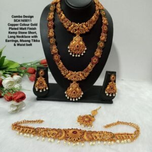 Shivay Creative Arts Premium Quality Copper Color Gold Plated Temple Jwellery Combo (SCA165011)