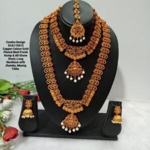 Shivay Creative Arts Premium Quality Copper Color Gold Plated Temple Jewlery Combo (SCA115013)