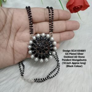 Mangalsutra- Silver Oxidized AD Stone Short Mangalsutra SCA1054001