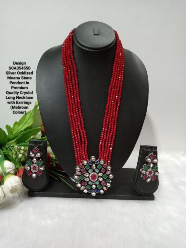 Oxidized Kundan Pendent Crystal Necklace by Shivay Creative Arts