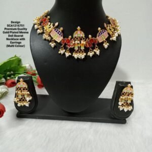 Premium Quality Gold Plated Meena Doli Baarat Necklace with Earrings (SCA1216751)