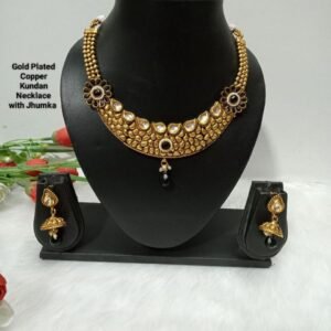 Shivay Creative Arts Gold Plated Copper Necklace with Black stone (SCA2019501)