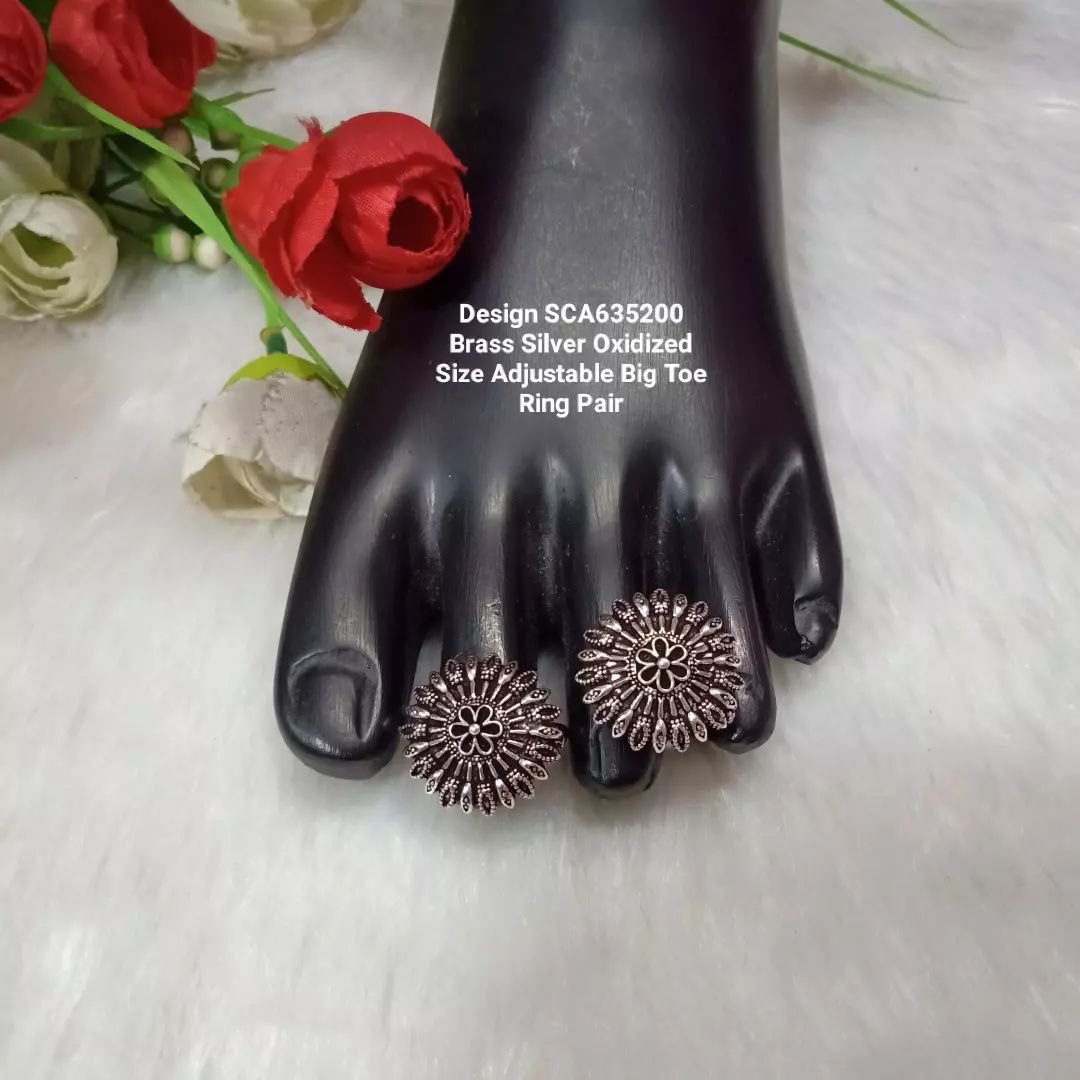 Women Oxidised Silver Anklets Toe Ring... | Silver anklets, Toe rings,  Anklets