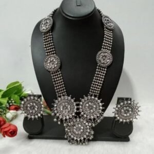 Long Necklace - Black Polish Silver Oxidized Long Necklace SCAOLN42
