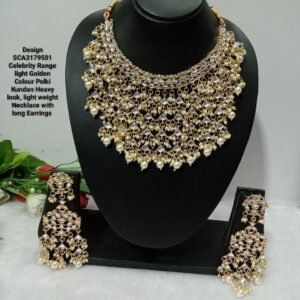 Shivay Creative Arts Celebrity Choice light Golden Color Polki Kundan Necklace (SCA3189501)