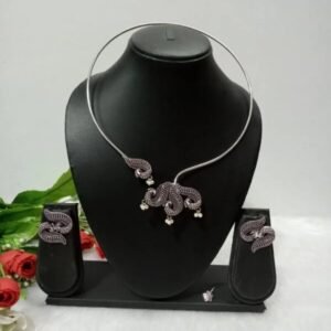 Hasli - Brass Silver Oxidized Hasli Necklace SCAON64