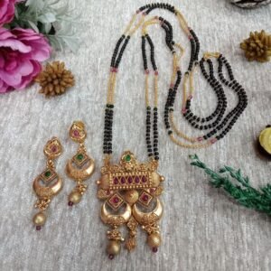 Rajwadi Mangalsutra – Gold Plated Copper Brass Rajwadi Polish Mangalsutra SCARLM98