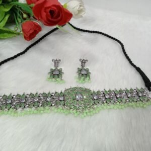 Choker - German Silver-Plated Brass AD Stone Heavy Choker SCAOC3-Pista