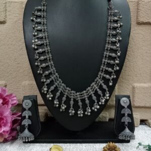 Long Necklace - Black Polish Silver Oxidized Afghani long Necklace SCAOLN4