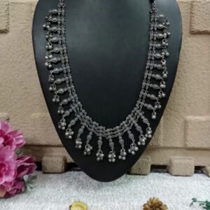 Long Necklace - Black Polish Silver Oxidized Afghani long Necklace SCAOLN5