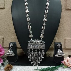 Long Necklace - German Silver Plated Copper Statement Long Necklace SCAOLN9