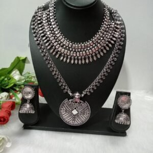 Necklace – Brass Silver Oxidized Long & Short Necklace Combo SCAOCN2