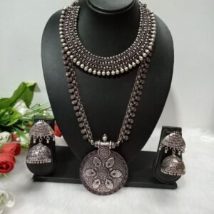 Necklace – Brass Silver Oxidized Long & Short Necklace Combo SCAOCN4
