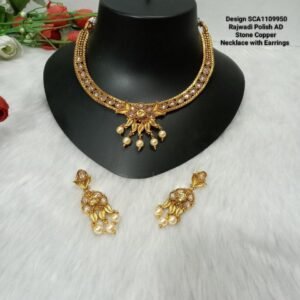 Necklace - Gold Plated AD Stone Copper Necklace SCA1109950