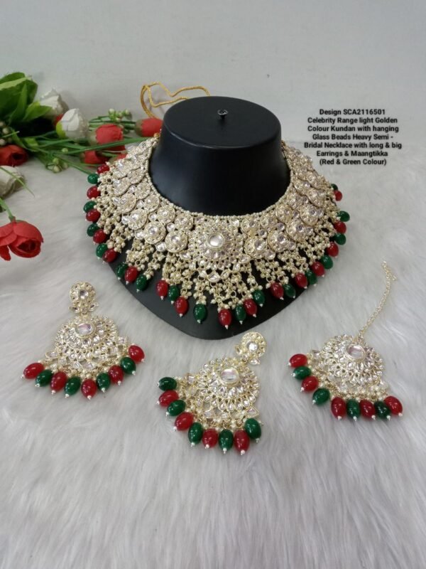 Shivay Creative Arts Celebrity Range light Golden Colour Kundan Semi - Bridal Necklace (SCA2116501)