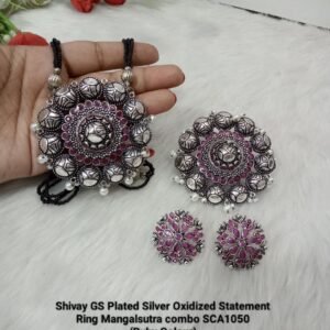 Mangalsutra - Jumbo Statement Ring, Long Mangalsutra & Studs Combo SCA10501