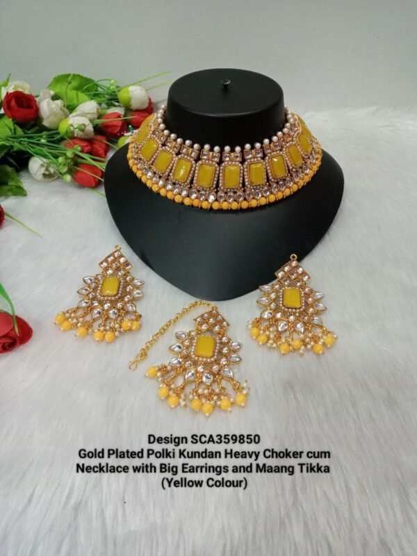 Shivay Creative Arts Gold Plated Polki Kundan Heavy Choker cum Necklace (SCA359850)