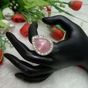 Rings - Silver Plated Monalisa & Glass Stone Medium Rings SCAOR49