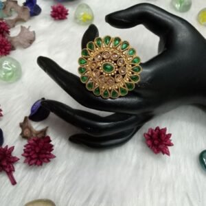 Rajwadi Rings - Gold plated Copper Rajwadi Kemp Stone Ring SCARR30