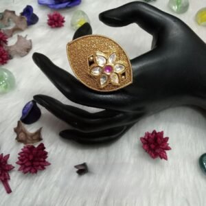 Rajwadi Rings - Gold Plated Rajwadi Polish Size Adjustable Ring SCARR16