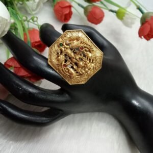 Rajwadi Rings - Gold-Plated Copper Rajwadi Polish Laxmi Mata Rings SCARR24