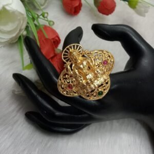 Rajwadi Ring - Gold Plated Copper Rajwadi Laxmi Mata Ring SCARR28