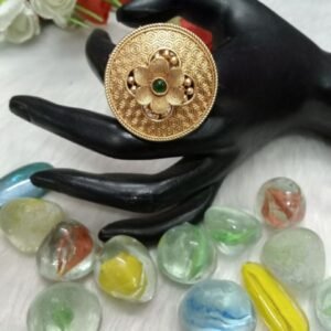Rajwadi Rings - Gold Plated Rajwadi Polish Copper Ring SCARR11-Green
