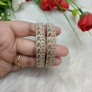 Kada- Light Gold Polish AD Stone Kada Pair SCA6823001