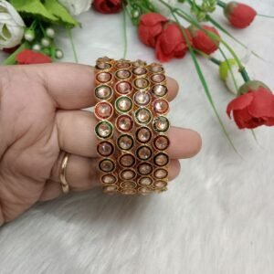 Kada- Gold-Plated Meena Stone Kada Set SCA6684001A