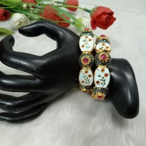 Shivay Creative Arts Premium Quality Gold Plated Meena, Carving kade Set of 2 Pc (SCA6754751)