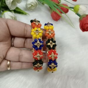 Kada- Gold Plated Multicolor Crystal Kada Pair SCA6733001