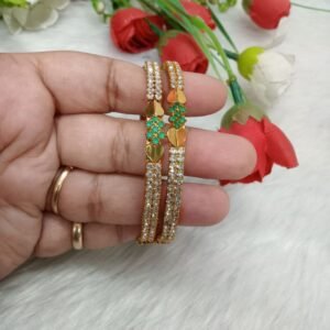Shivay Creative Arts Premium Quality Gold Plated Setting Stone Alloy Metal Bangle (2 PC) (SCA6882504)