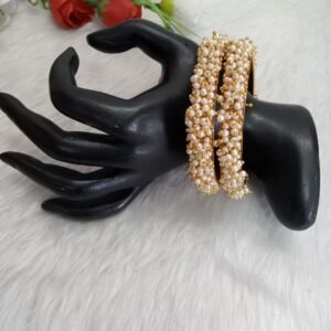 Shivay Creative Arts Premium Quality Gold-Plated Gajra Moti Bangle set of 2 Pc (SCA7143001)