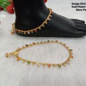 Premium Quality Gold Plated Copper Stone Payal (SCA113501B)
