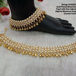 Shivay Creative Arts Gold-Plated Broad Stone & Pearl Payal (SCA5852506A)