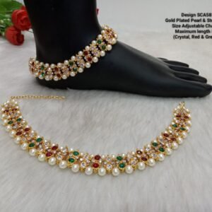 Shivay Creative Arts Gold-Plated Stone & Pearl Payal (SCA5852504)