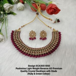 Necklace - Pashmina Reverse AD Crystal Necklace with Studs SCA3051050
