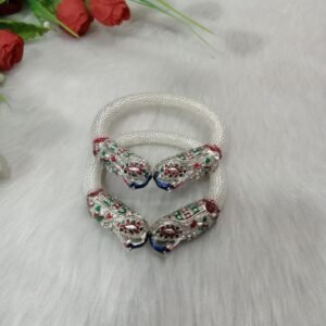 Kada- Silver Plated Meenakari Peacock Design Beads Kada Set SCA47528