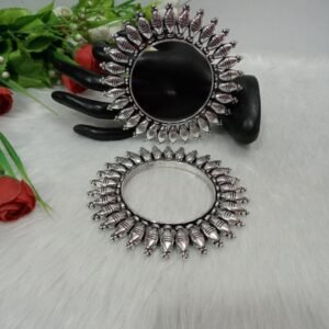 Bangles - GS Plated Brass Silver Oxidized Kada Set of 2 Pc (SCA6976501)